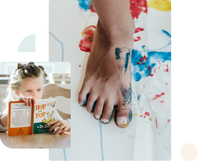 Feet with Paint and Child Reading Feet with Paint and Child Reading